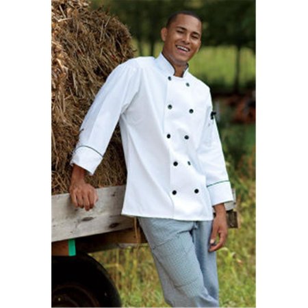 NATHAN CALEB Madrid Chef Coat in White with Black Piping Small NA596285